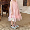 Toddler Girls Round Neck Sequin Party Dress Pink