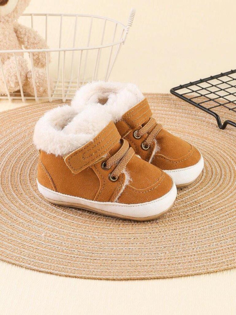 Baby Boy Fuzzy Strap Sneakers Brown