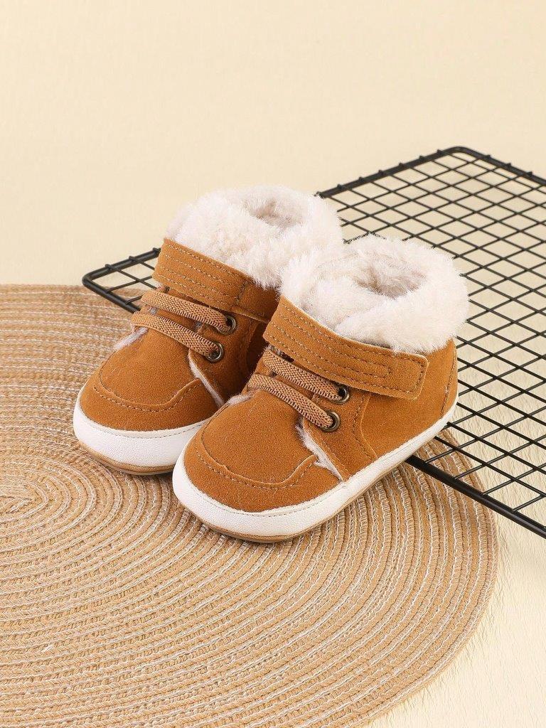 Baby Boy Fuzzy Strap Sneakers Brown