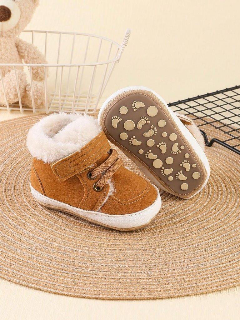 Baby Boy Fuzzy Strap Sneakers Brown