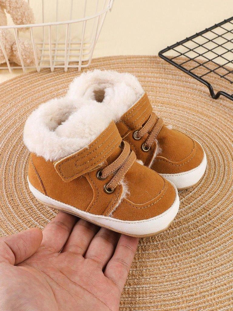 Baby Boy Fuzzy Strap Sneakers Brown