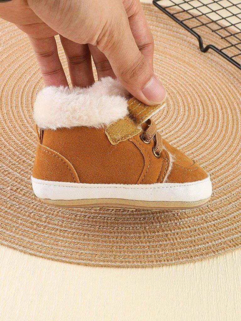 Baby Boy Fuzzy Strap Sneakers Brown