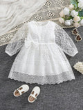 Baby White Side Bow Embroidered Lace Dress