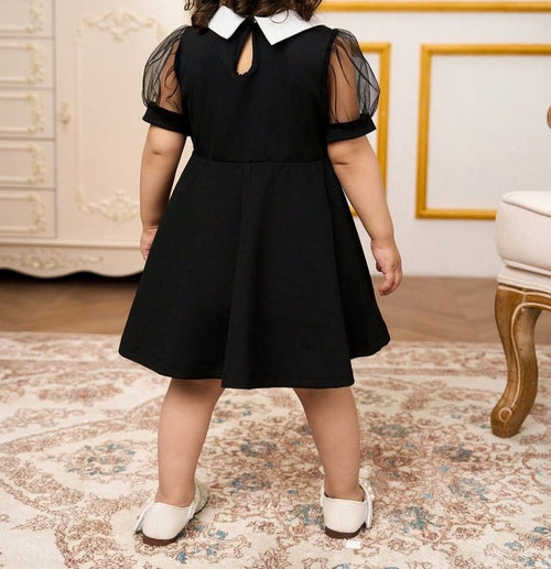 Baby White Collar Puff Sleeve Dress