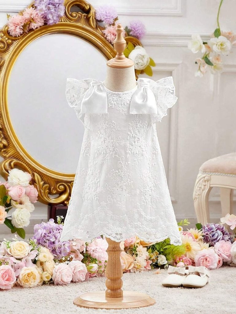 Baby Elegant Detachable Shoulder Bows Dress