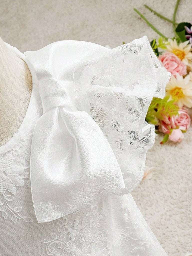 Baby Elegant Detachable Shoulder Bows Dress