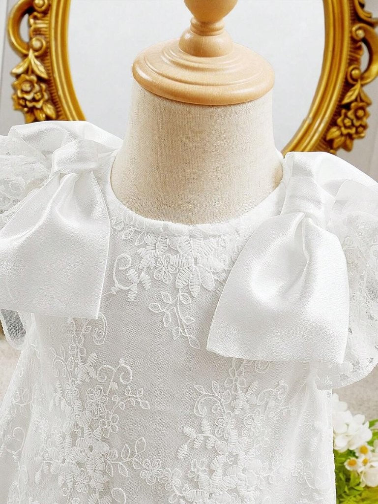 Baby Elegant Detachable Shoulder Bows Dress