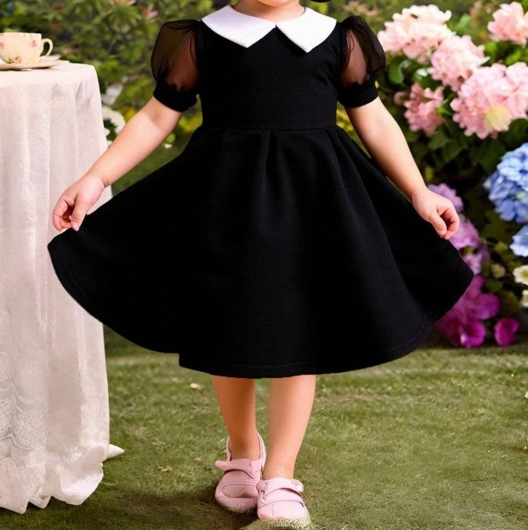 Baby White Collar Puff Sleeve Dress