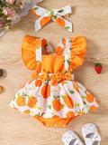 Baby Orange Fruit Pattern Bodysuit Dress