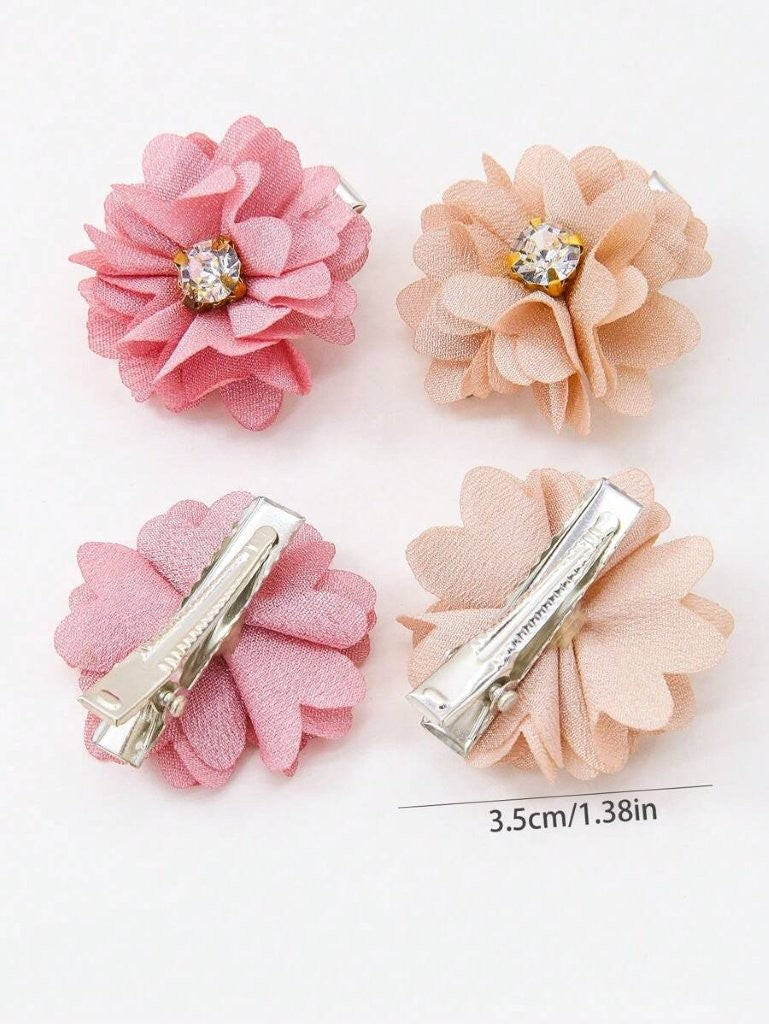 2 Piece Diamante Daisy Flower Hair Clips