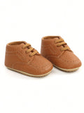 Baby Pattern Ankle Leather Shoes Brown