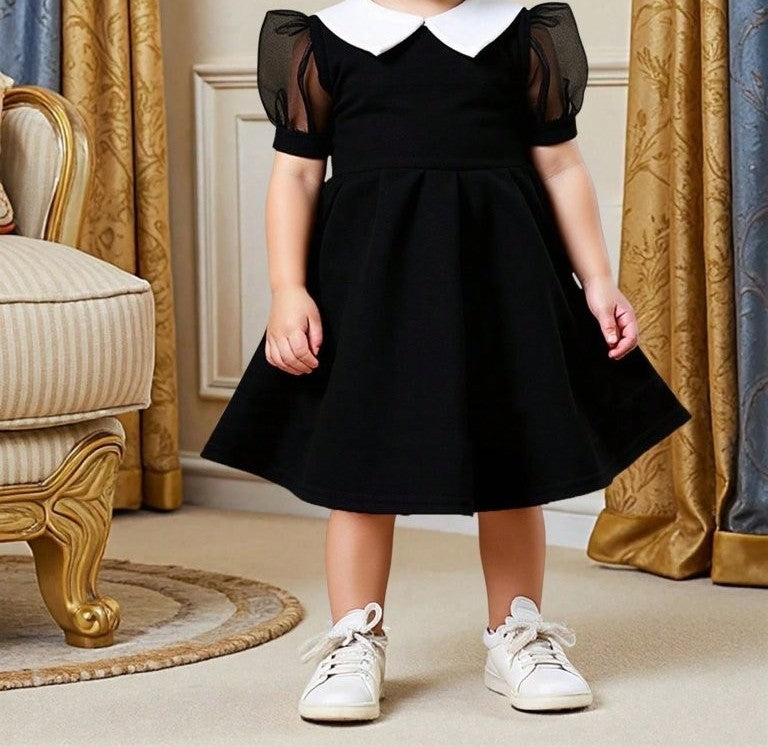Baby White Collar Puff Sleeve Dress