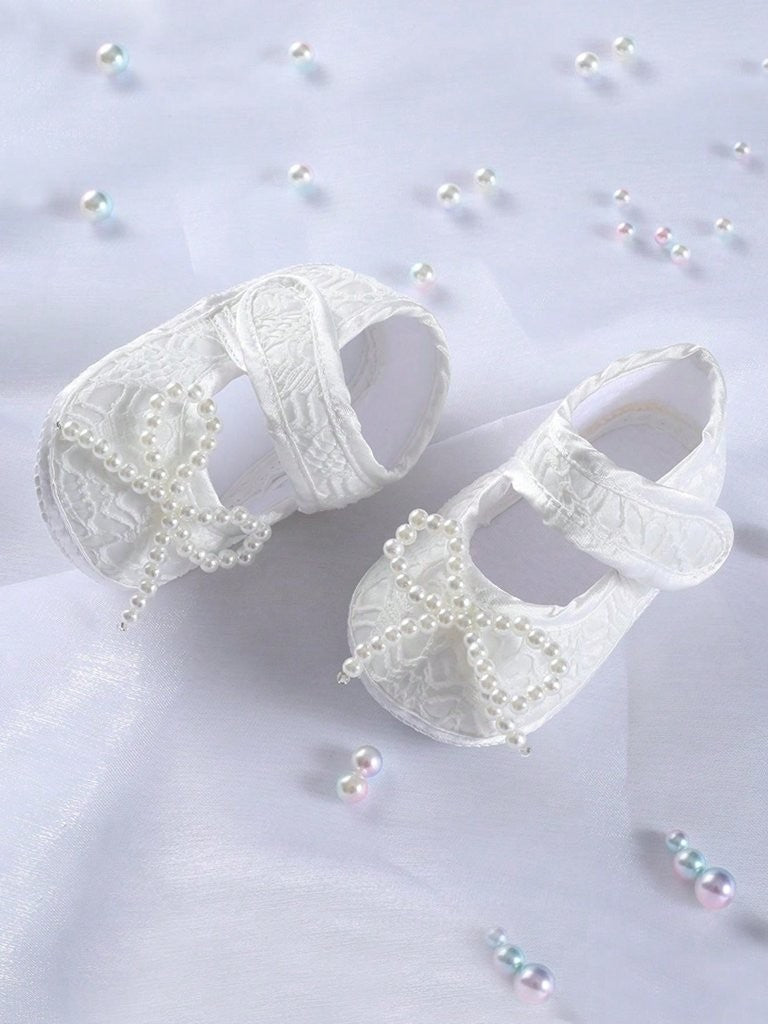 Baby Soft Sole Pearl Bow Flats
