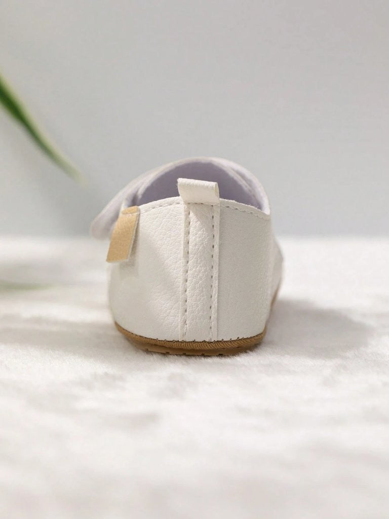 Baby White Leather Side Strap Shoes