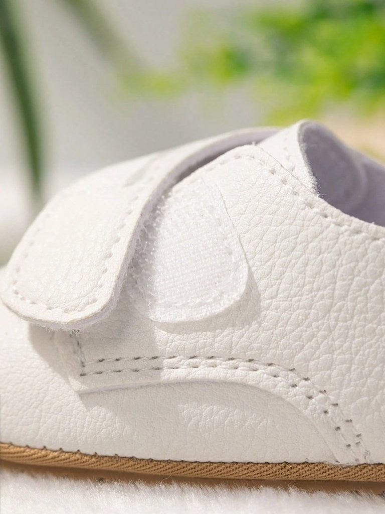 Baby White Leather Side Strap Shoes