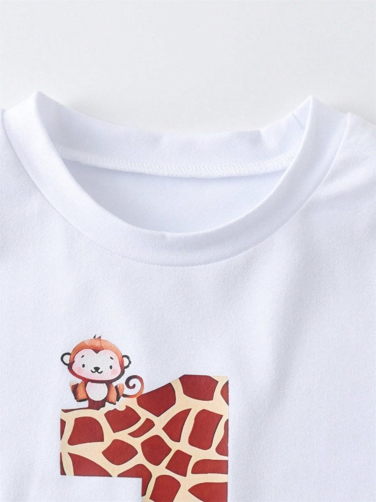 Baby Cartoon Animals One Year Old Birthday Outfit