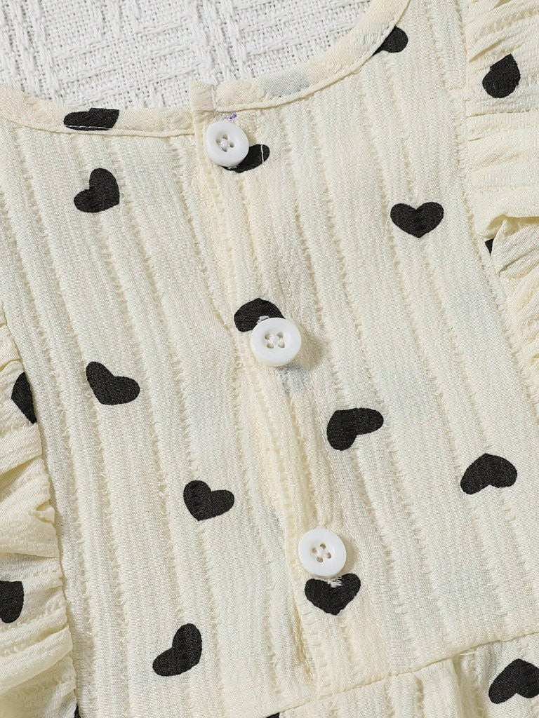 Baby Frilled Heart Romper With Hat
