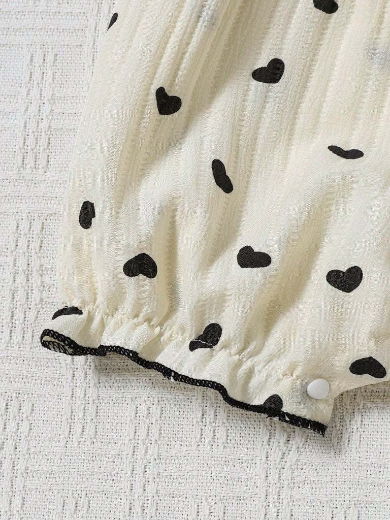 Baby Frilled Heart Romper With Hat