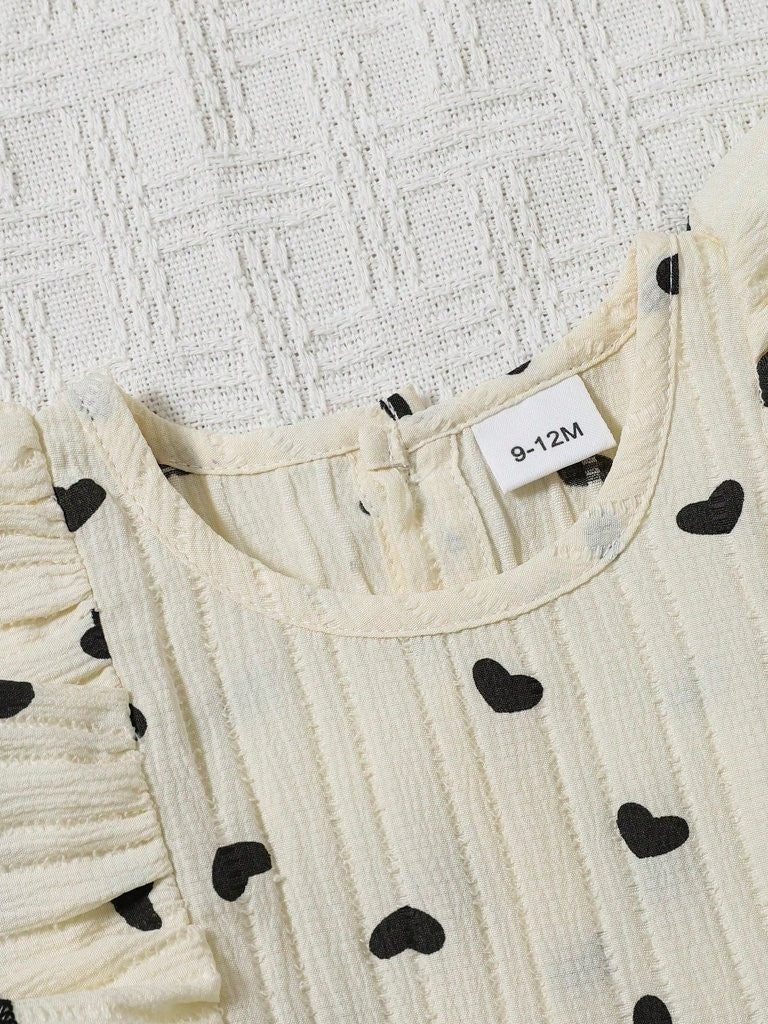 Baby Frilled Heart Romper With Hat