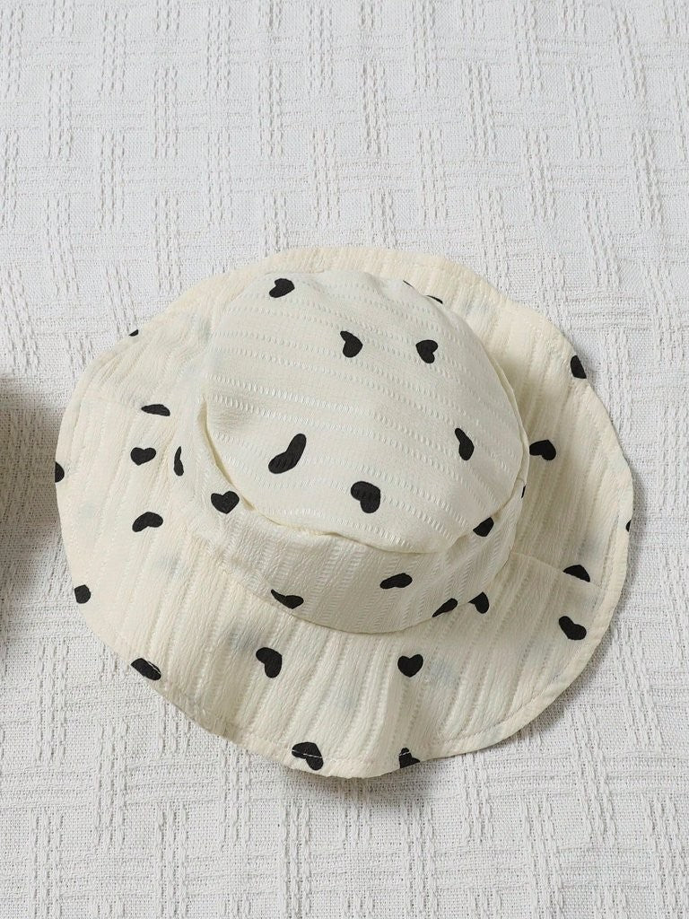 Baby Frilled Heart Romper With Hat