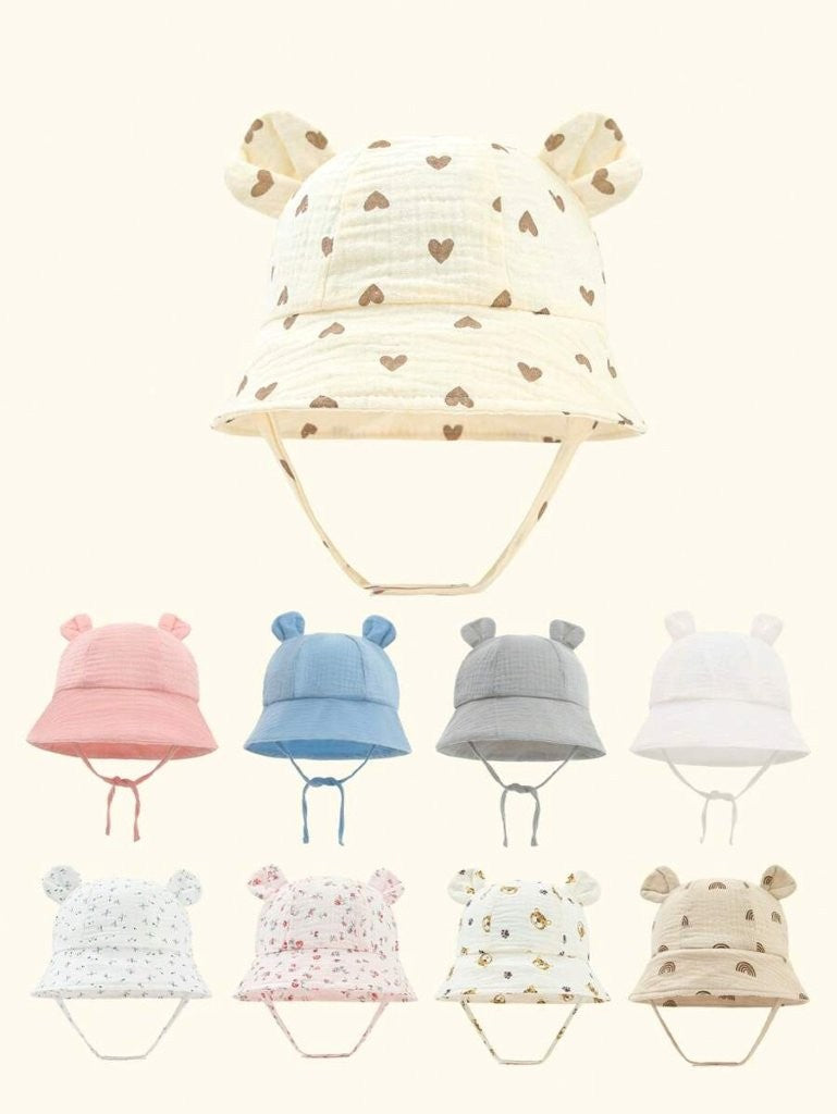 Baby 1 Piece Bunny Ear Bucket Hat 3-12 Months (select a colour)