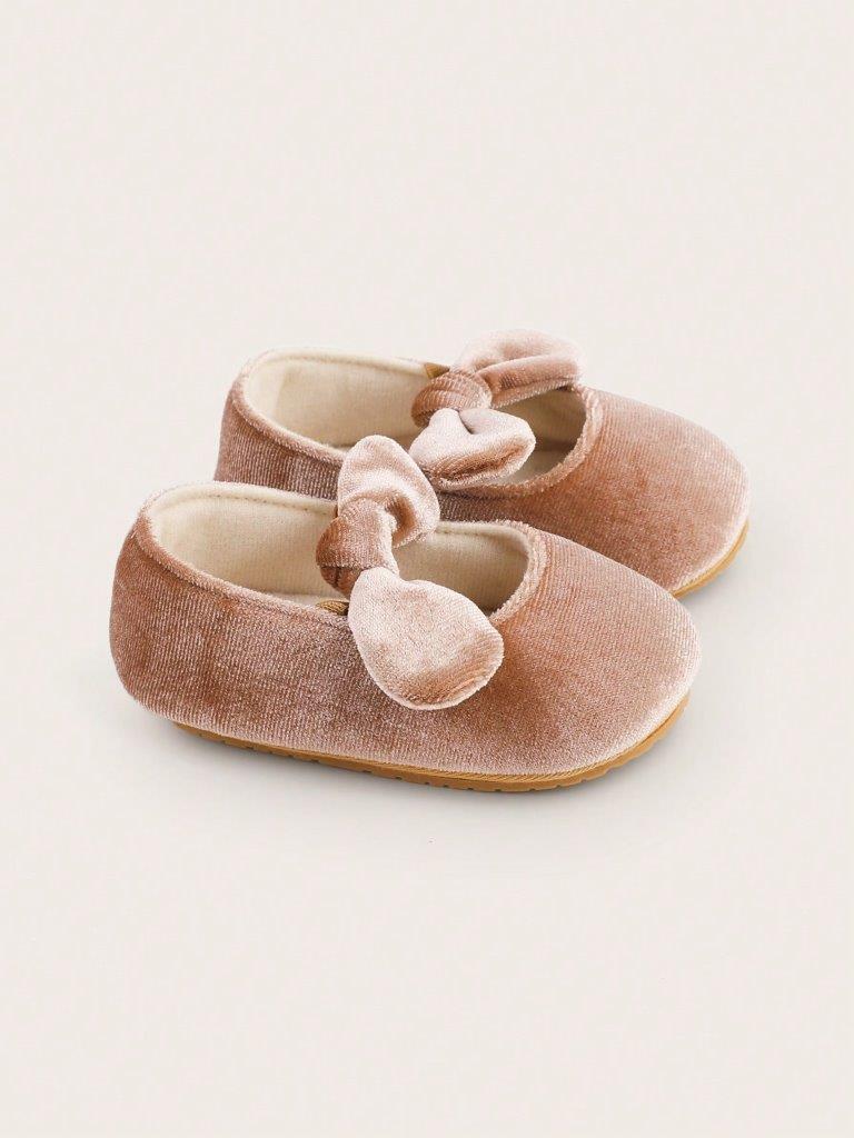 Baby Khaki Anti-Slip Velvet Flats