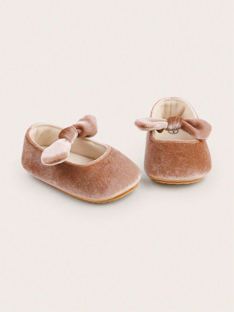 Baby Khaki Anti-Slip Velvet Flats