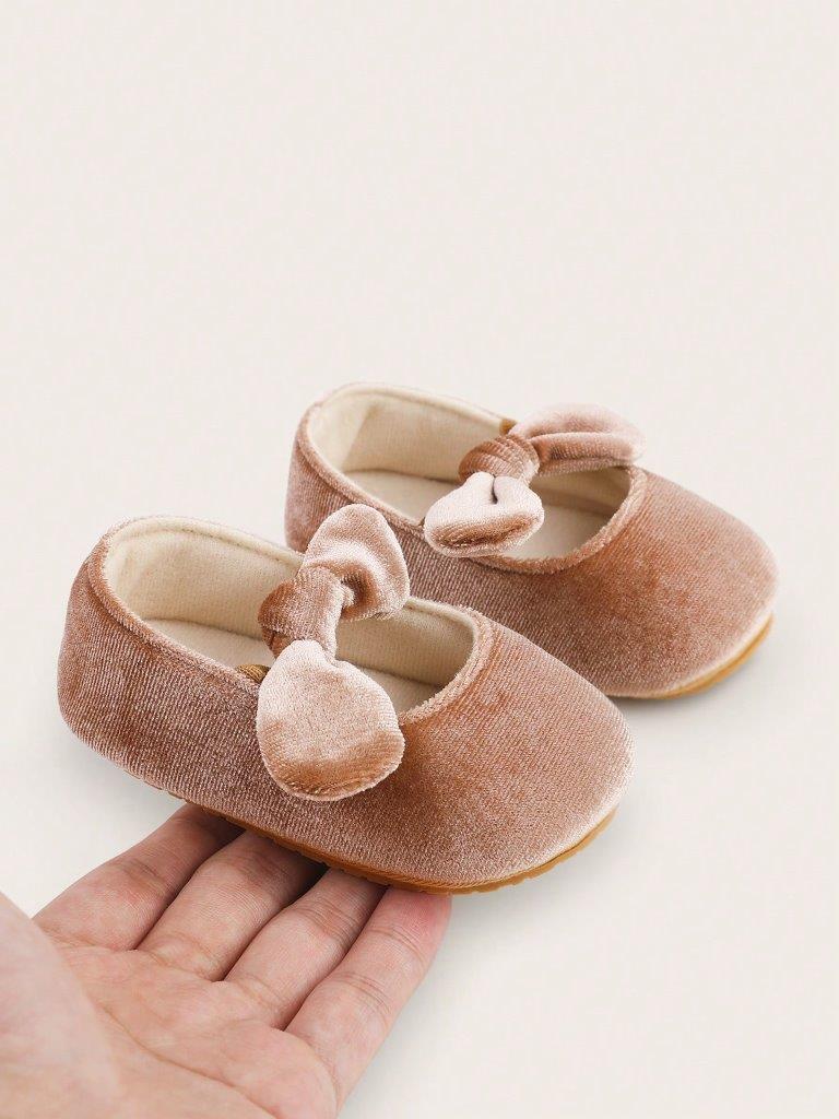 Baby Khaki Anti-Slip Velvet Flats