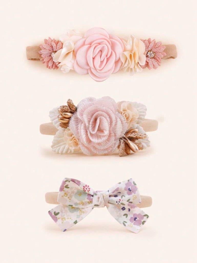 Baby 3 Piece Elegant Flower Headband Set