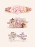 Baby 3 Piece Elegant Flower Headband Set