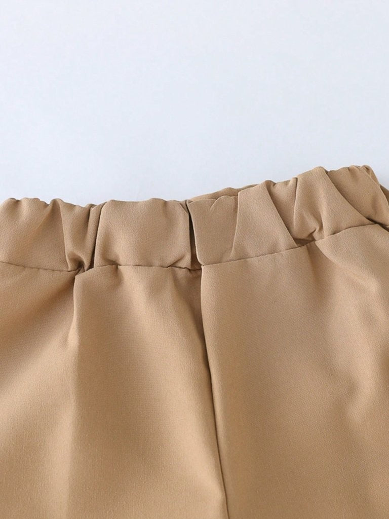 Baby Double Button Tee And Shorts Set Apricot