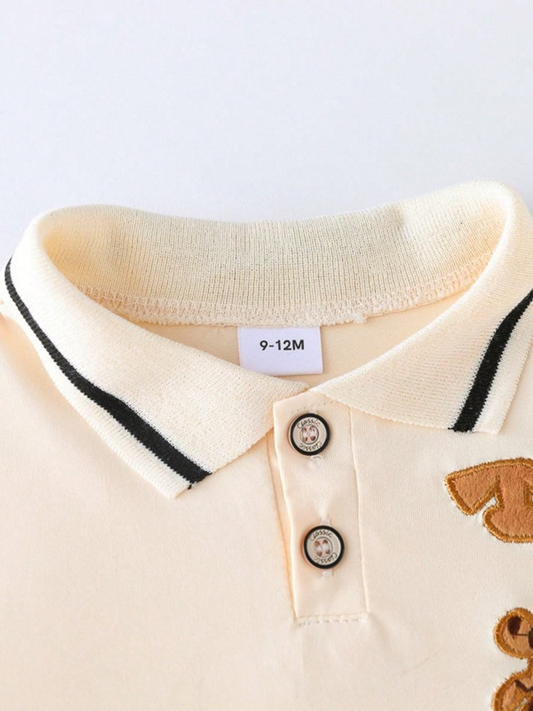 Baby Double Button Tee And Shorts Set Apricot