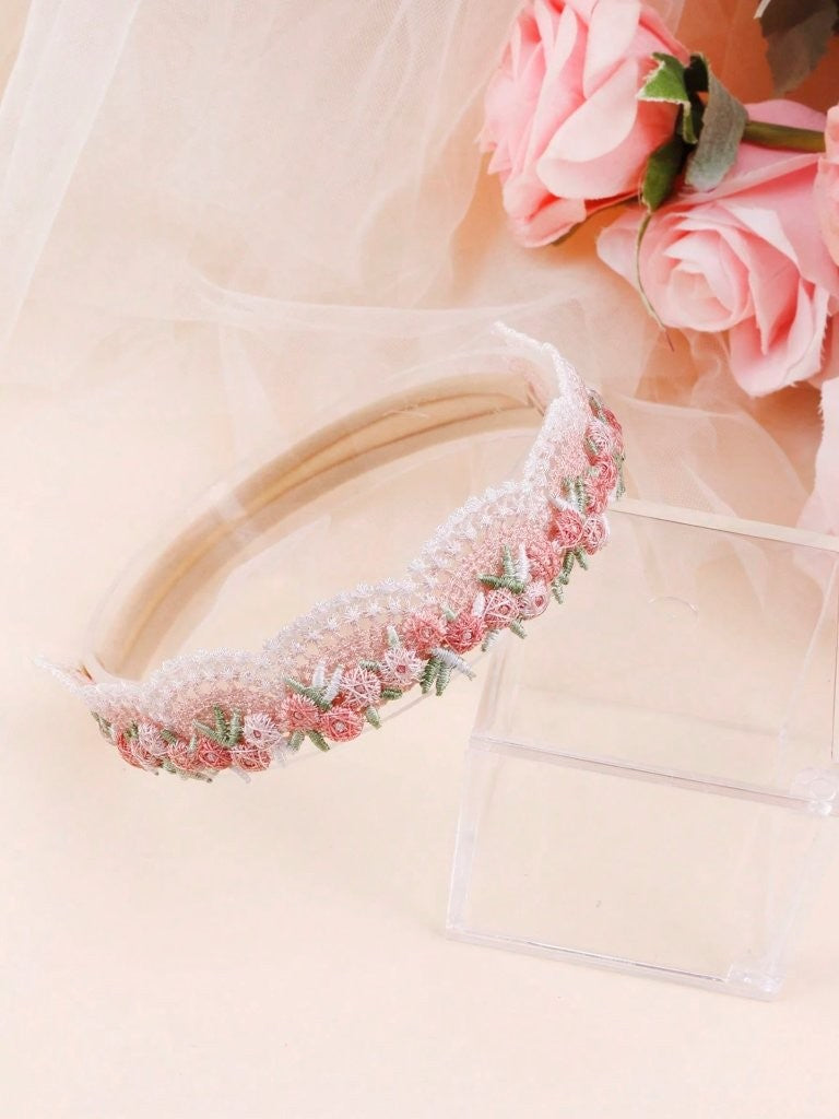 Baby 3 Piece Flower Decor Headband Set Pink