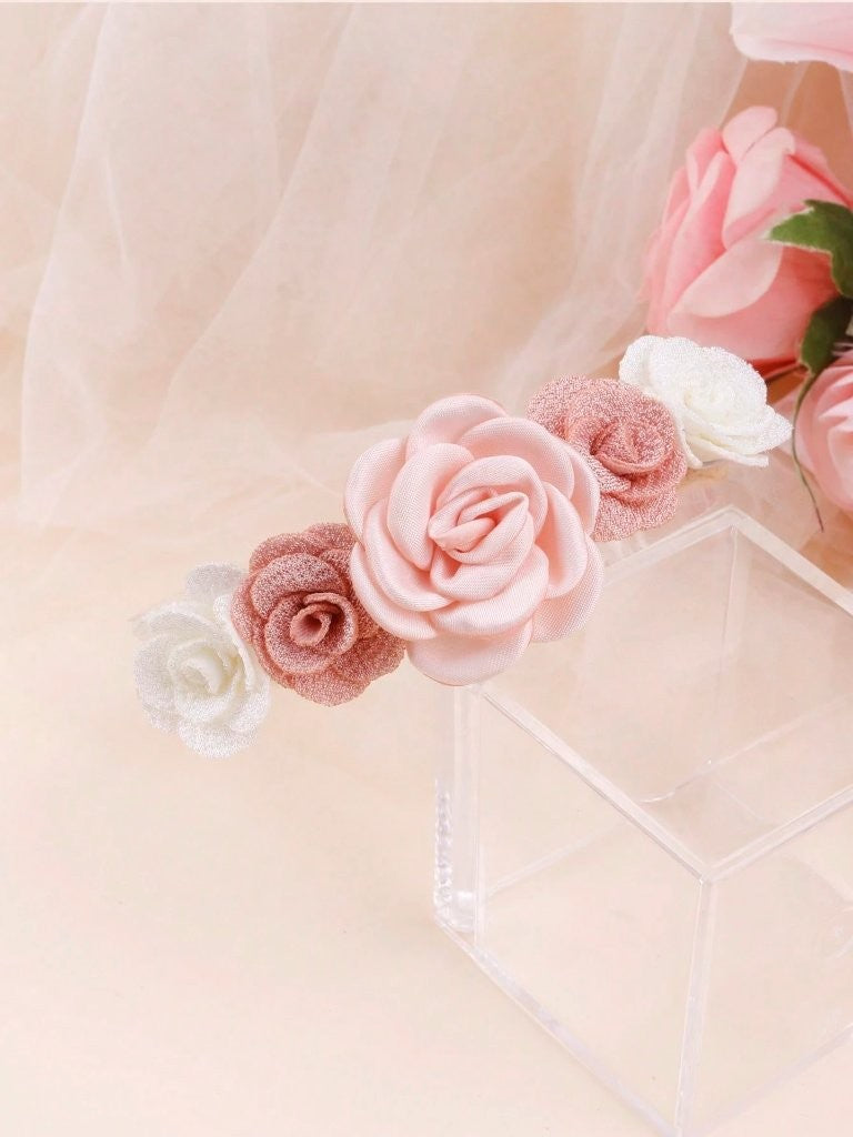 Baby 3 Piece Flower Decor Headband Set Pink