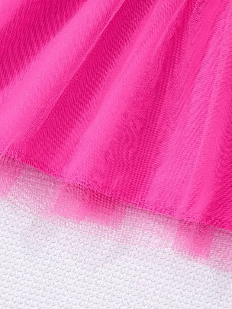 Toddler Girls Frilled Sleeve Hot Pink Dress