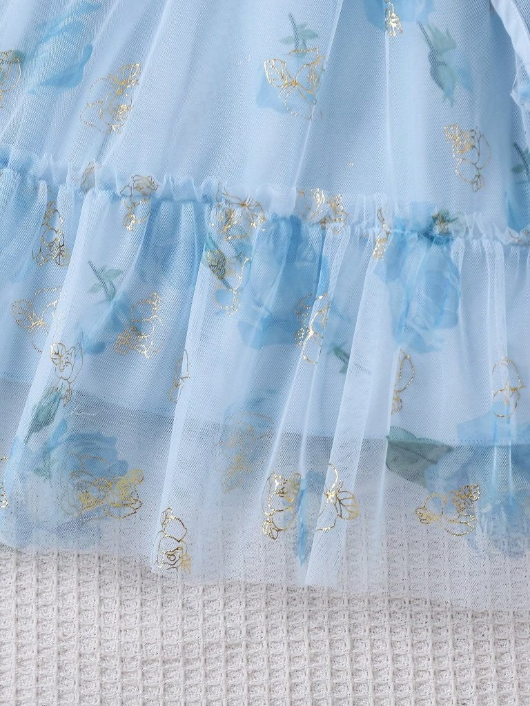 Toddler Girls Flower Print Cute Dolls Dress With Bag