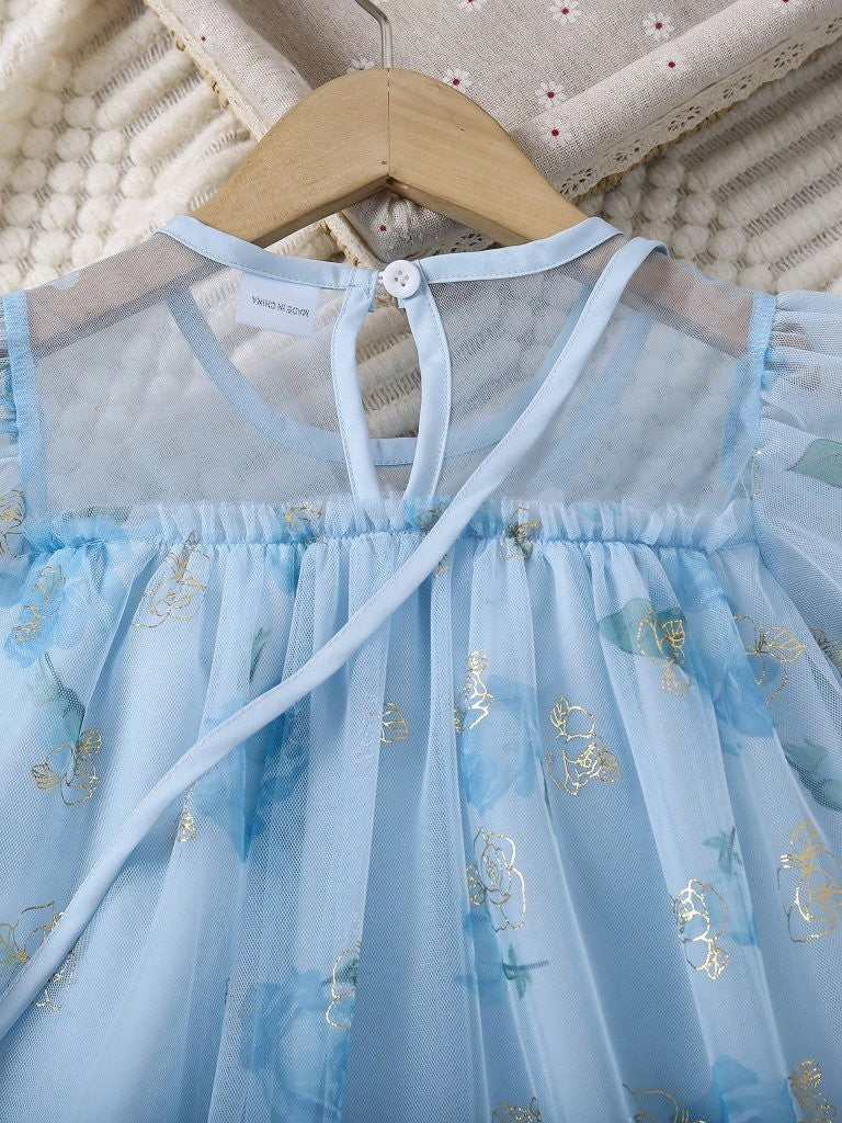Toddler Girls Flower Print Cute Dolls Dress With Bag