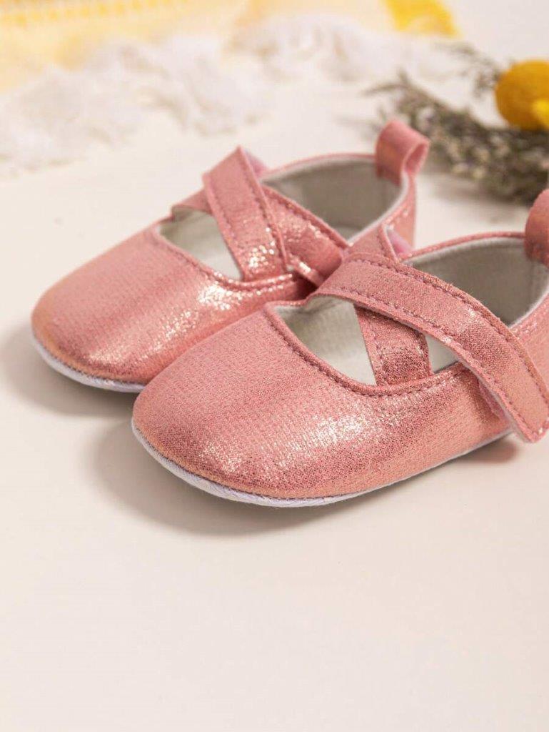 Baby Pink Criss Cross Strap Pumps
