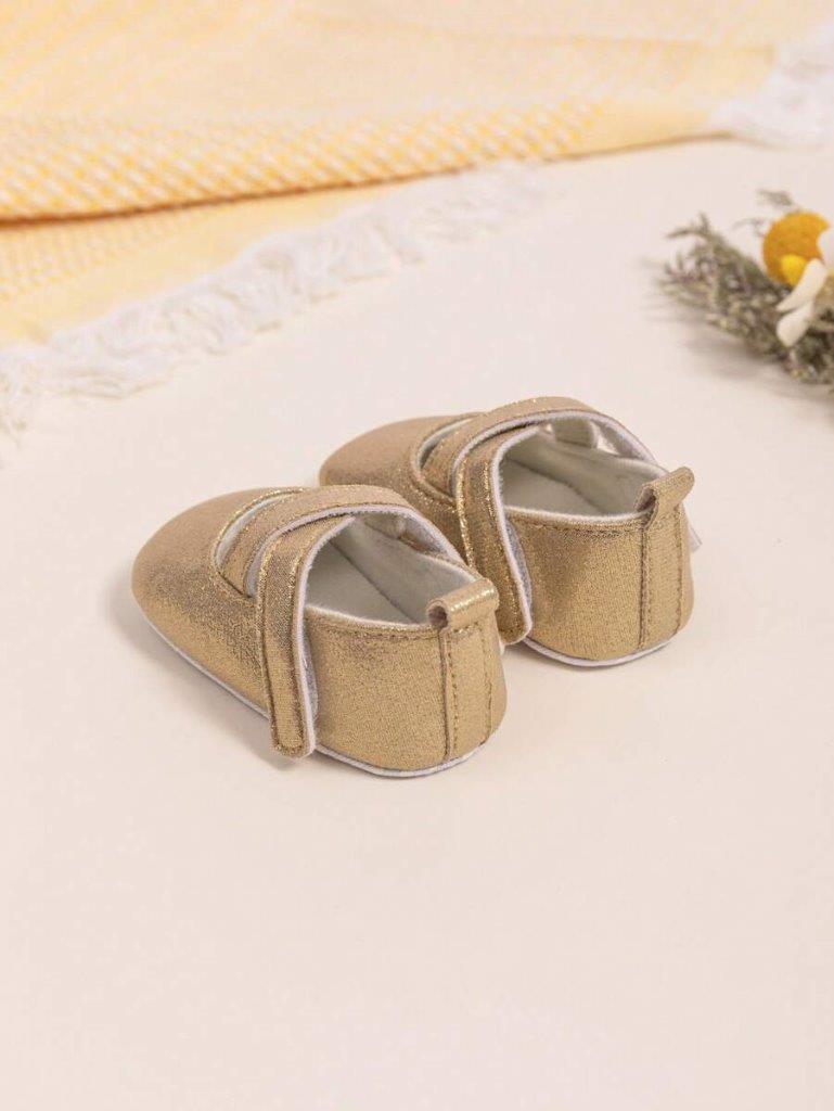 Baby Gold Criss Cross Strap Pumps