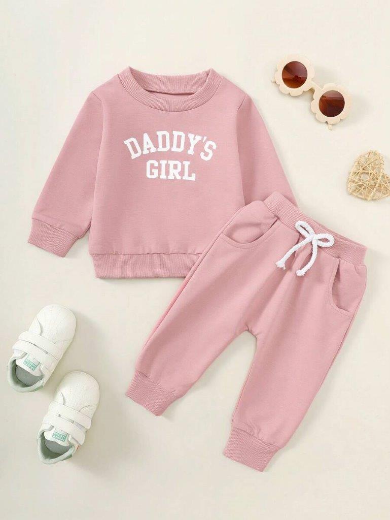 Baby Daddy's Girl Pink Pullover And Pants Set