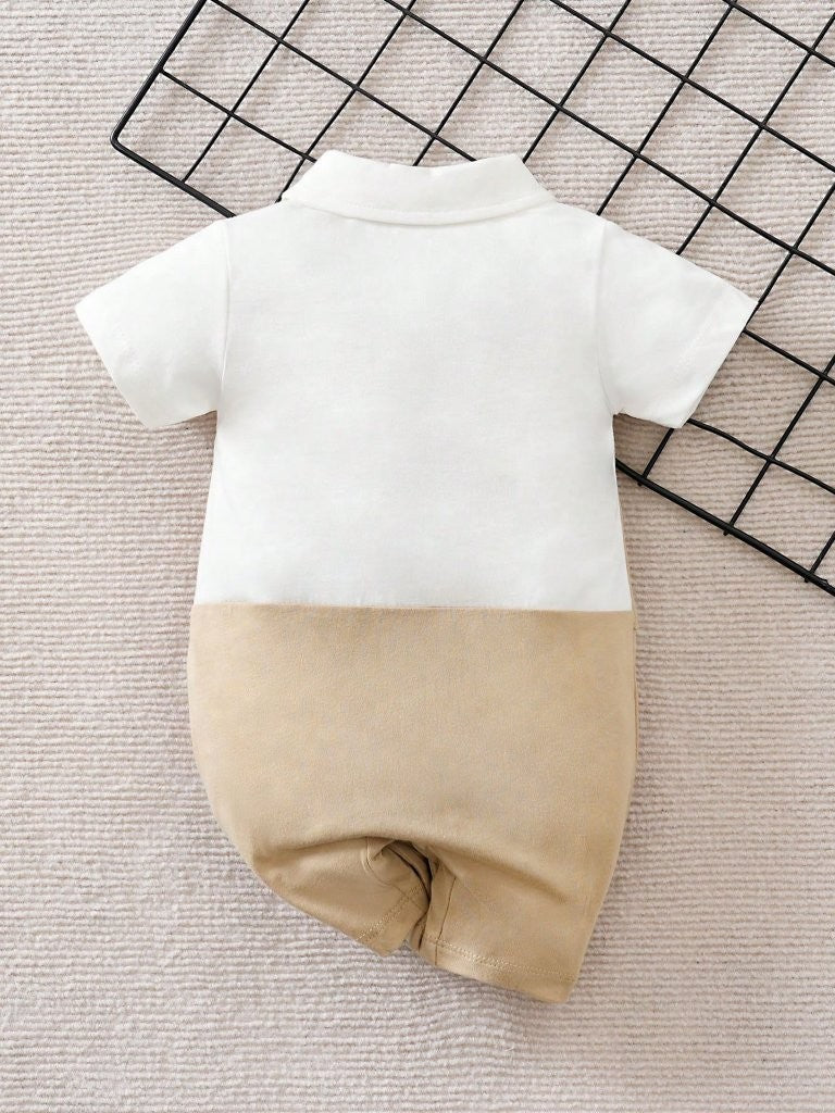 Baby Short Sleeve Bow Tie 2 in 1 Jumpsuit