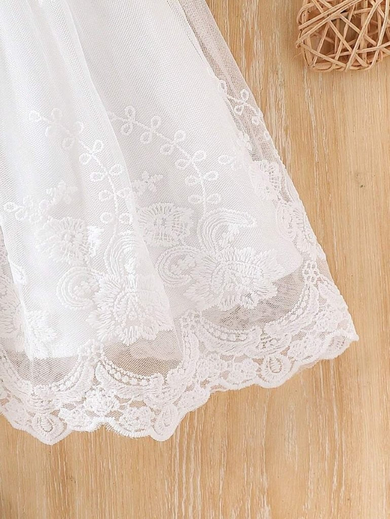 Baby White Elegant lace Pattern Dress