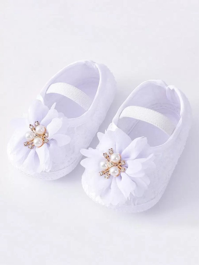 Baby Soft Diamante Flower Flats