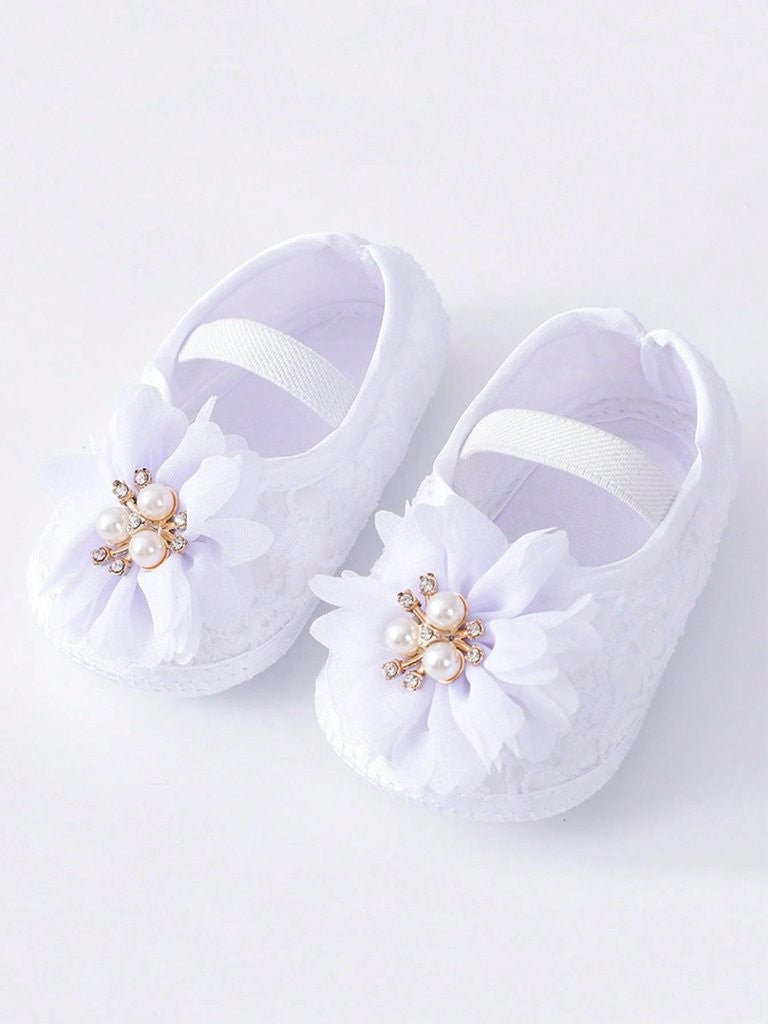 Baby Soft Diamante Flower Flats