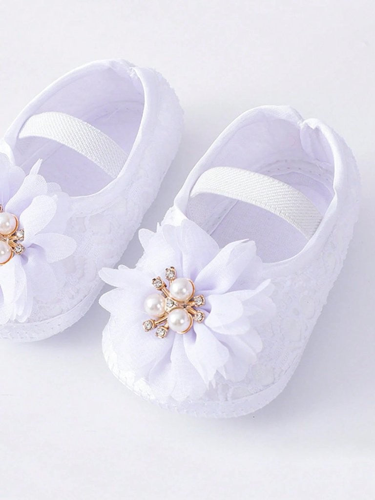 Baby Soft Diamante Flower Flats