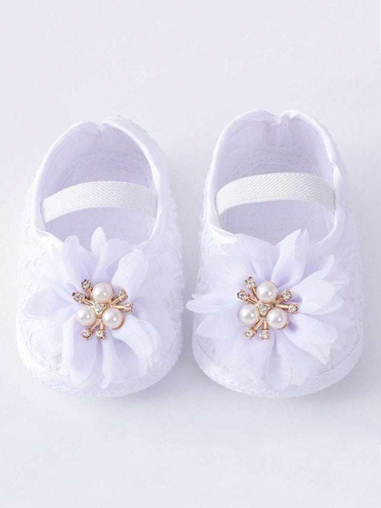 Baby Soft Diamante Flower Flats