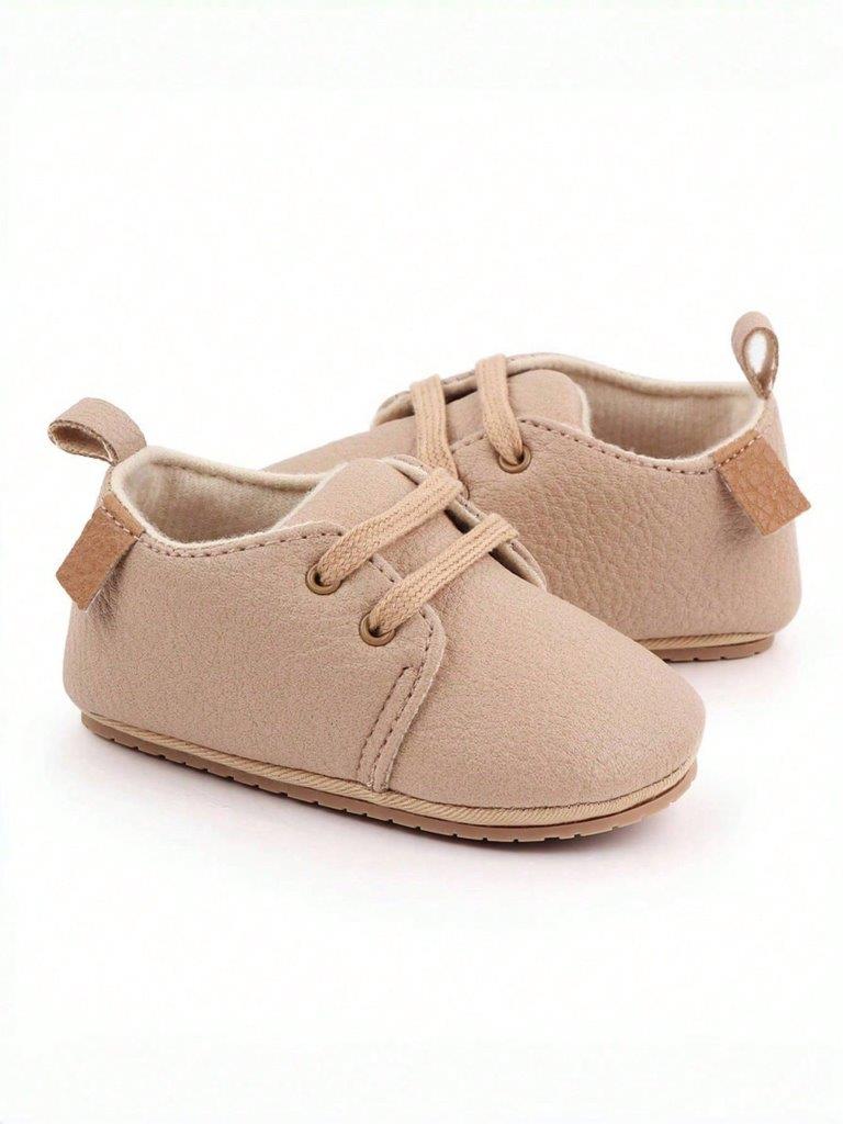 Baby Khaki Unisex Leather Lace Up Shoes