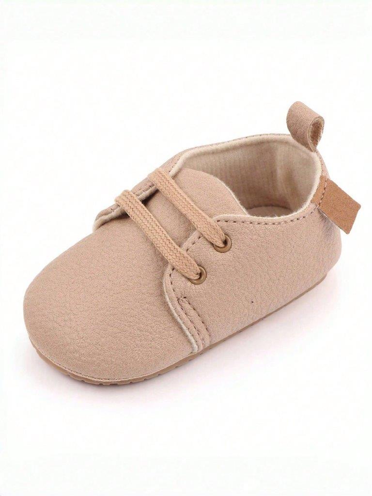Baby Khaki Unisex Leather Lace Up Shoes
