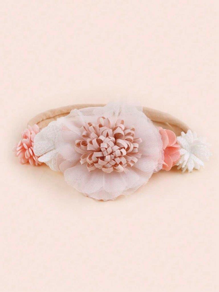 Baby 3 Piece Elegant Flower Headband Set Pink
