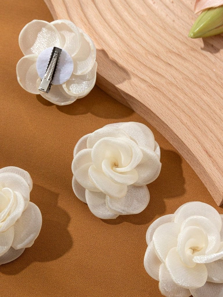 2 Piece Apricot Rose Hair Clips